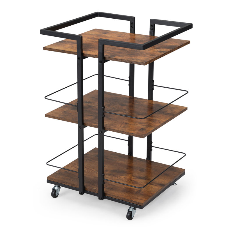 Multi-tier Salon Cart with Universal Wheels and Iron Rail