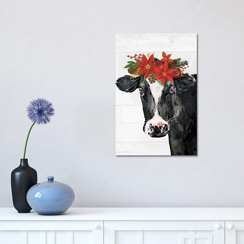 «Country Christmas III» par Loni Harris - peinture sur toile tendue, H 18 po x l 12 po x 1,5 po