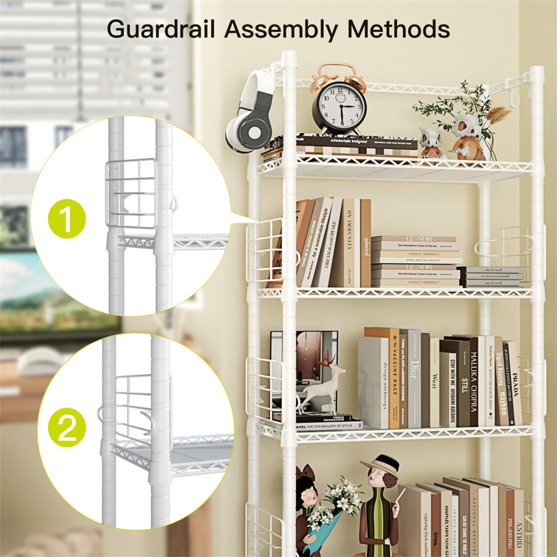 White 5-Tier Metal Storage Rack with Adjustable Shelves