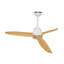 Ventilateur de plafond 52 pouces avec lumière DEL à intensité variable - 3 pales en bois massif, télécommande et moteur CC réversible pour le salon de la chambre à coucher