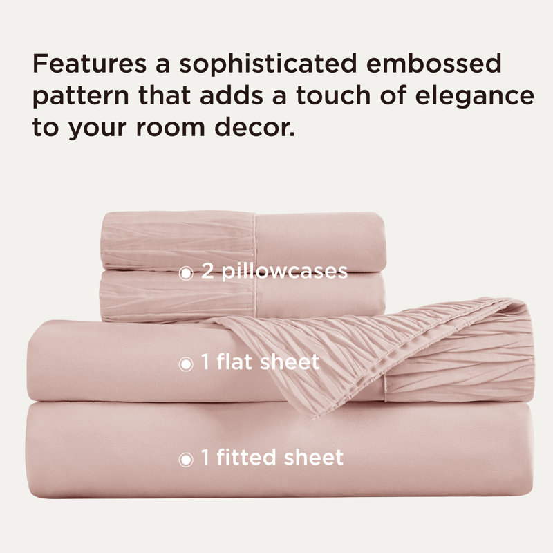 Ensemble de draps en microfibre de polyester pour literie Hotel Luxury, Rose poudreux