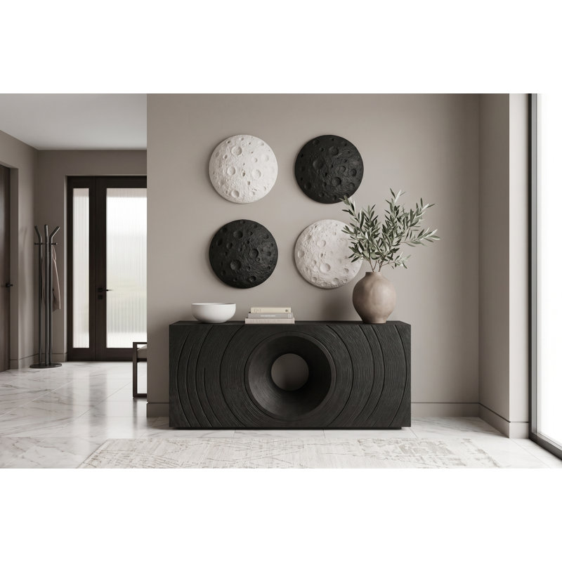 Crater Wall Art, 22", White Stone, White/Ivory
