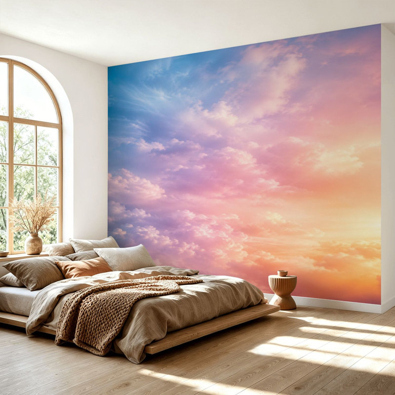 Papier peint adhésif auto-adhésif à motif de nuages arc-en-ciel amovible pour salon Chambre H 69 po x l 96 po, 69" L x 96" W