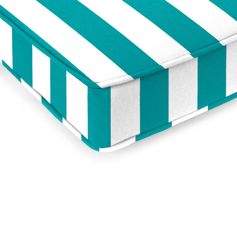 47" x 17" Outdoor Bench Cushion with Ties and Welt, Awning Turquoise
