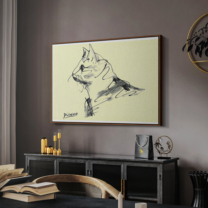 Chat (Le Chat), c. 1960 - Pablo Picasso, toile tendue avec châssis, 26 x 40, Noyer