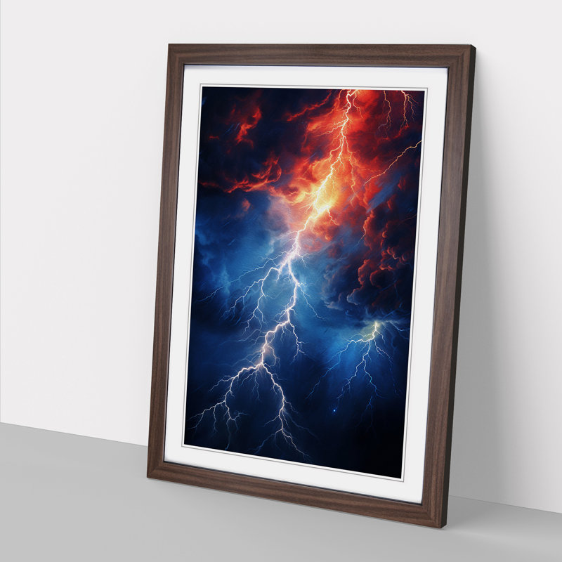 Lightning Abstract - Framed Print, 34cm H x 25cm W x 2cm D, Walnut