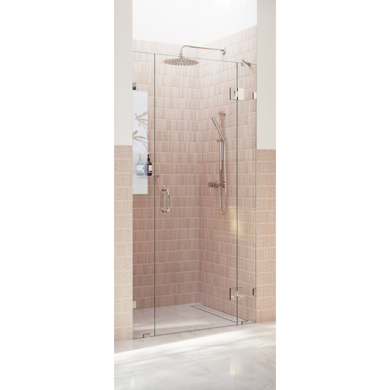 Stellar 42.75 in. x 78 in. Fully Frameless 3 Panel Inline Hinge Shower Door, Polished Nickel