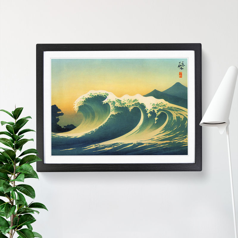 Traditional Japanese Wave Vol.1 - Single Picture Frame Print, Black Framed, 46cm H x 64cm W x 2cm D