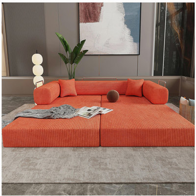 Double sofa, sofa bed, multifunctional compression sofa, wide body sofa, pure sponge sofa, fine striped velvet fabric sofa