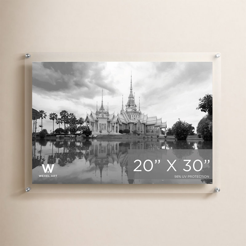 Cadre photo flottant en acrylique transparent transparent de qualité UV - Doré, Argent, L 20 po x H 30 po