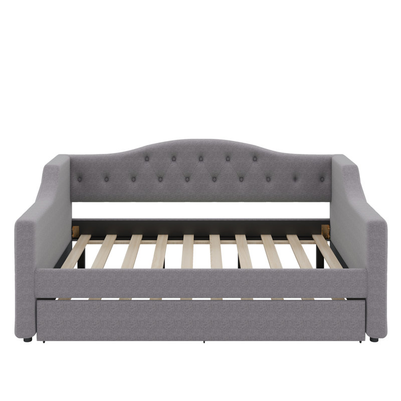 Lit de jour double TG avec ceinture et lit gigogne, Gris