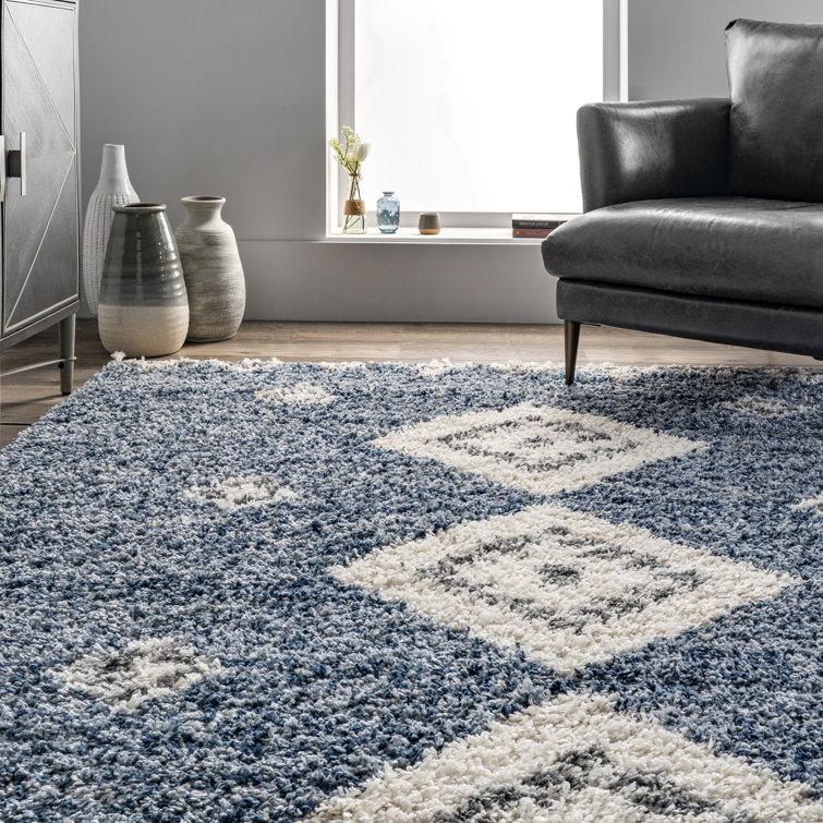 Hassan Geometric Blue Area Rug