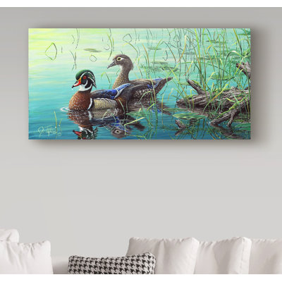 Fazulla «Wood Ducks», reproduction de peinture acrylique sur toile tendue