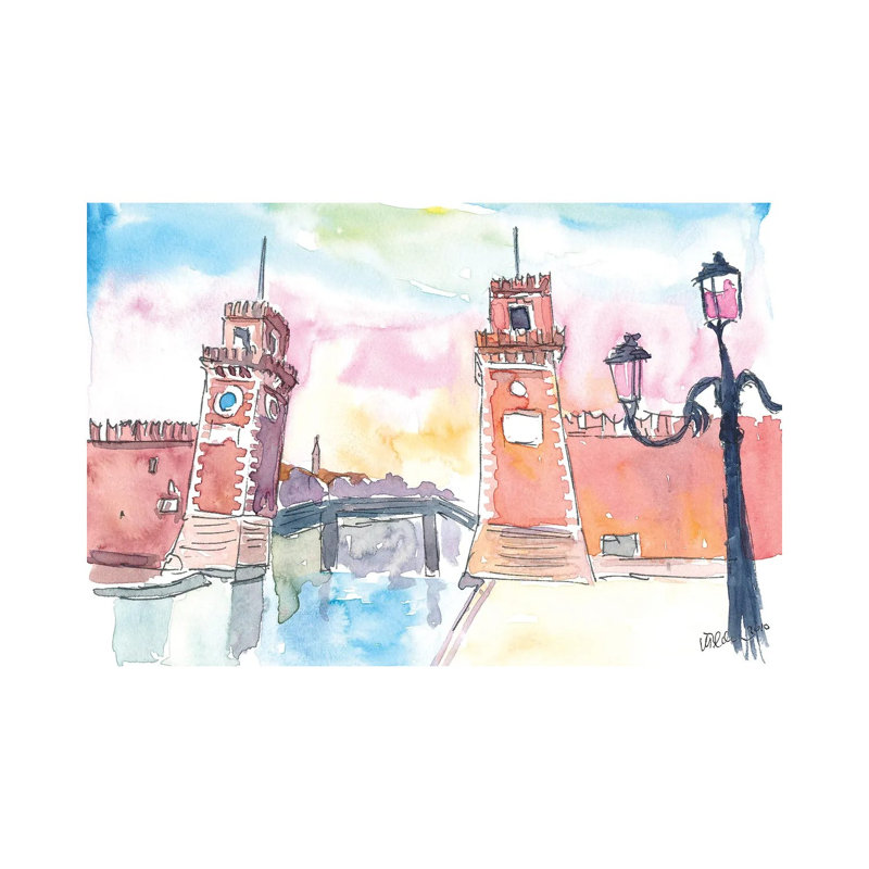 Venice Arsenal Gate At Warm Sunset by Markus & Martina Bleichner - Wrapped Canvas Painting, 20.32 cm H x 30.48 cm W