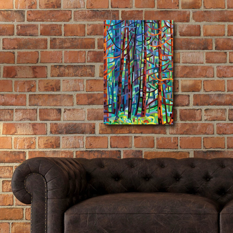 «In A Pine Forest» par Mandy Budan, art mural en verre acrylique, H 24 po x l 16 po x P 0,2 po