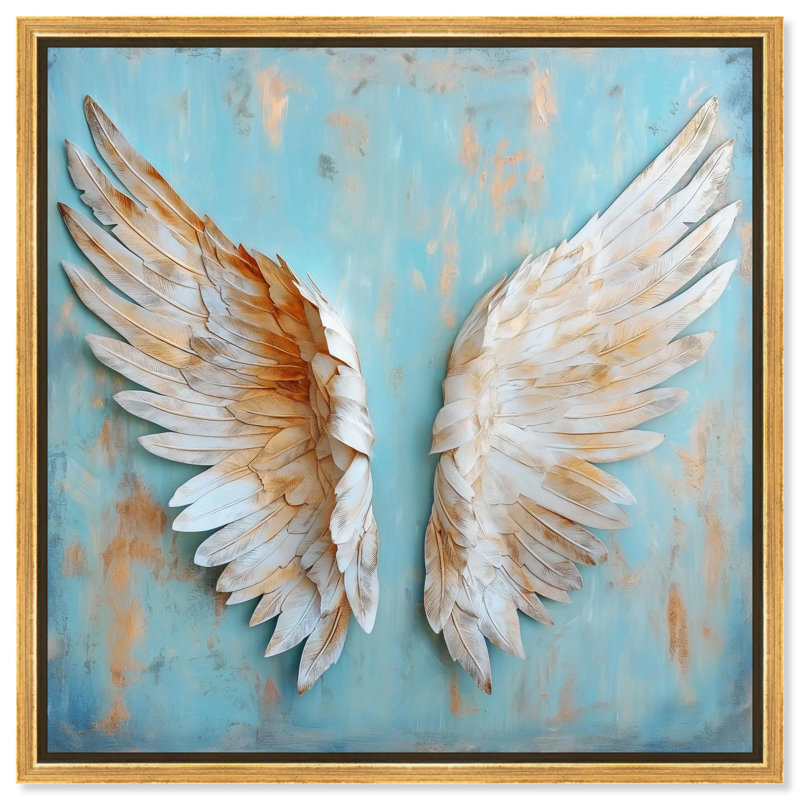 «Weathered Wings I» par Art Remedy, H 31 po x l 31 po x P 1,8 po, Cadre flottant doré