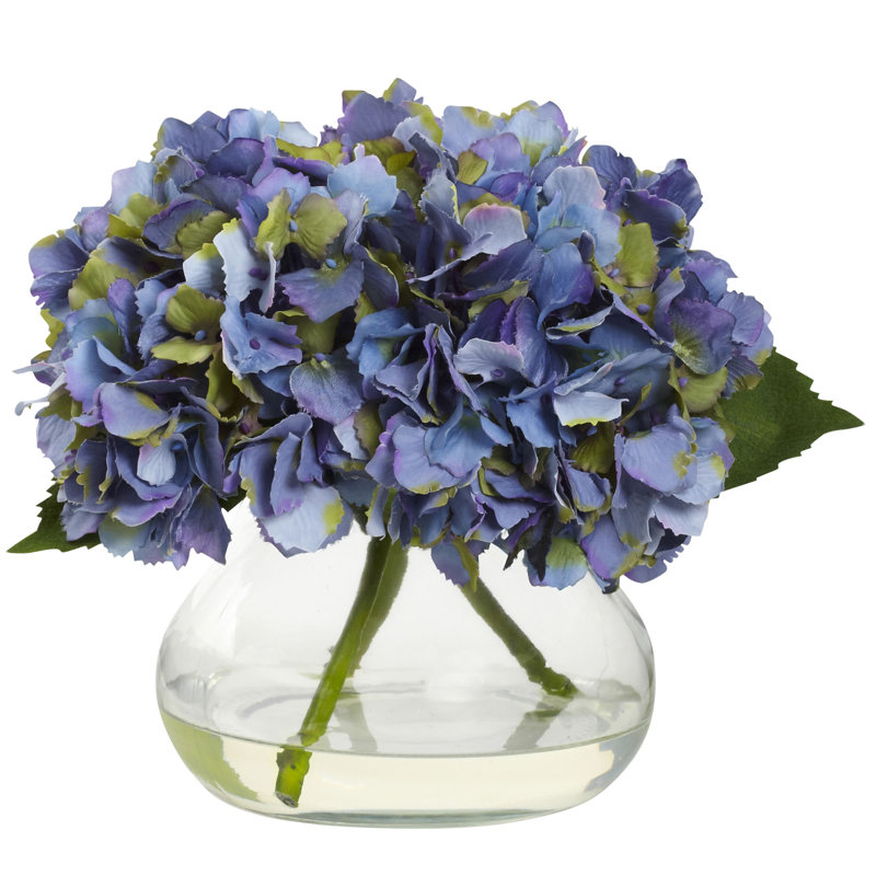 Arrangement floral d'hortensias en fleurs dans un vase, Petit, Bleu