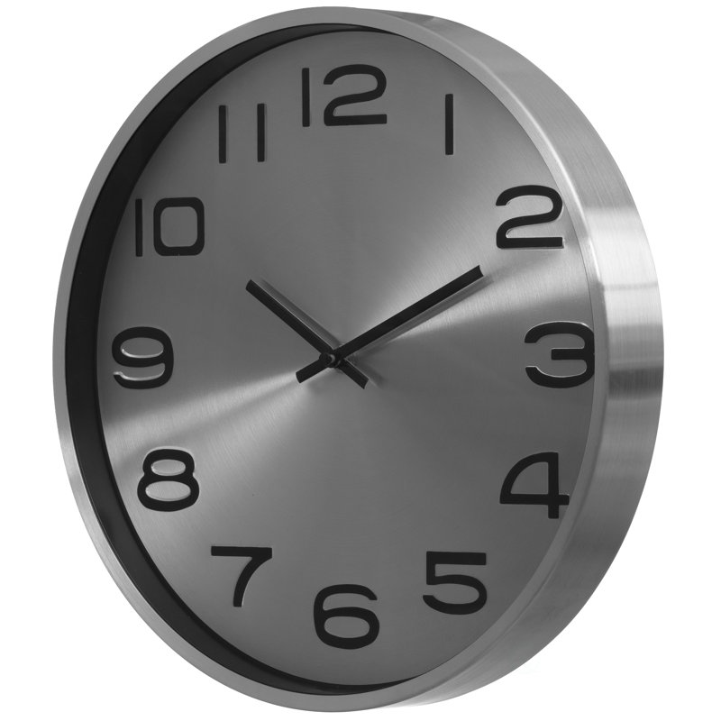 Horloge murale moderne en aluminium pour salon, cuisine, salle à manger, argent