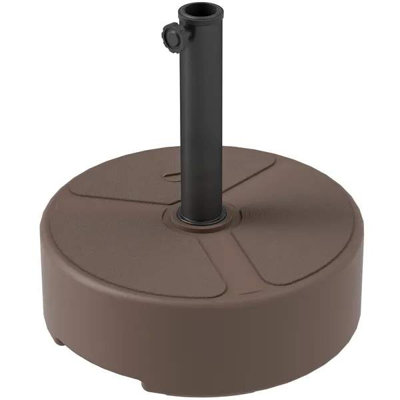 Round Patio Umbrella Base Holder, Heavy Duty Outdoor Umbrella Stand Base, Filled Up to 44lbs with Stand or 40lbs with Water for Garden, Poolside, Brown