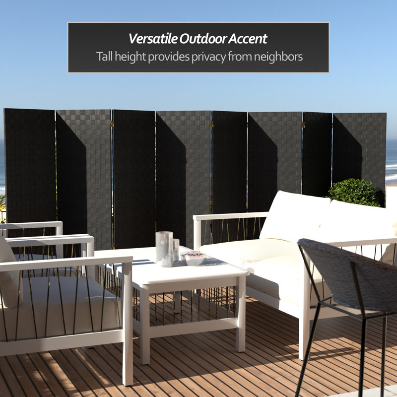 Outdoor Folding Screen, 8, 47" H, Black