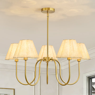 5-Light Boho Dimmable Chandelier with Fabric Shades