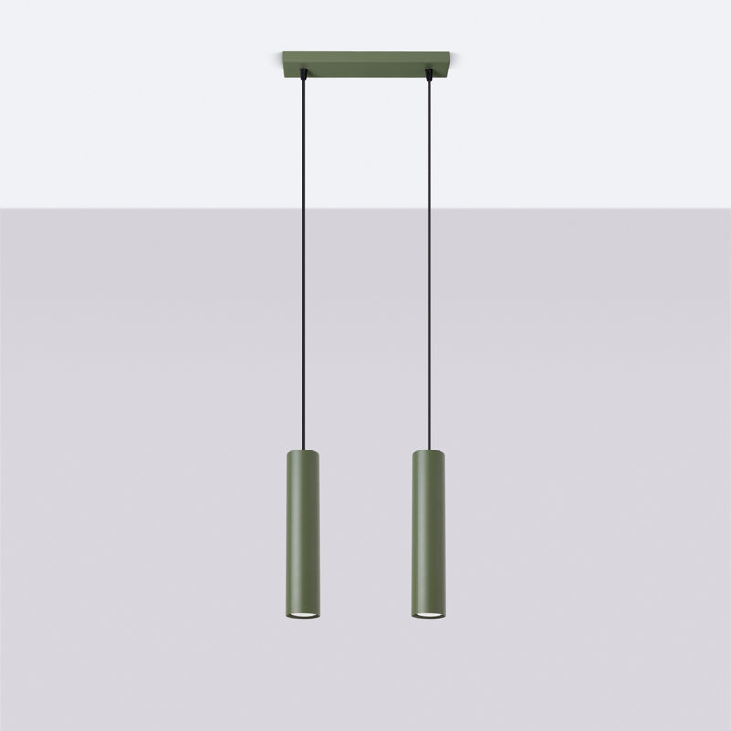 Bergmundur - Light Stainless Steel Pendant, Green, 2 Lights, 13cm W x 14cm D