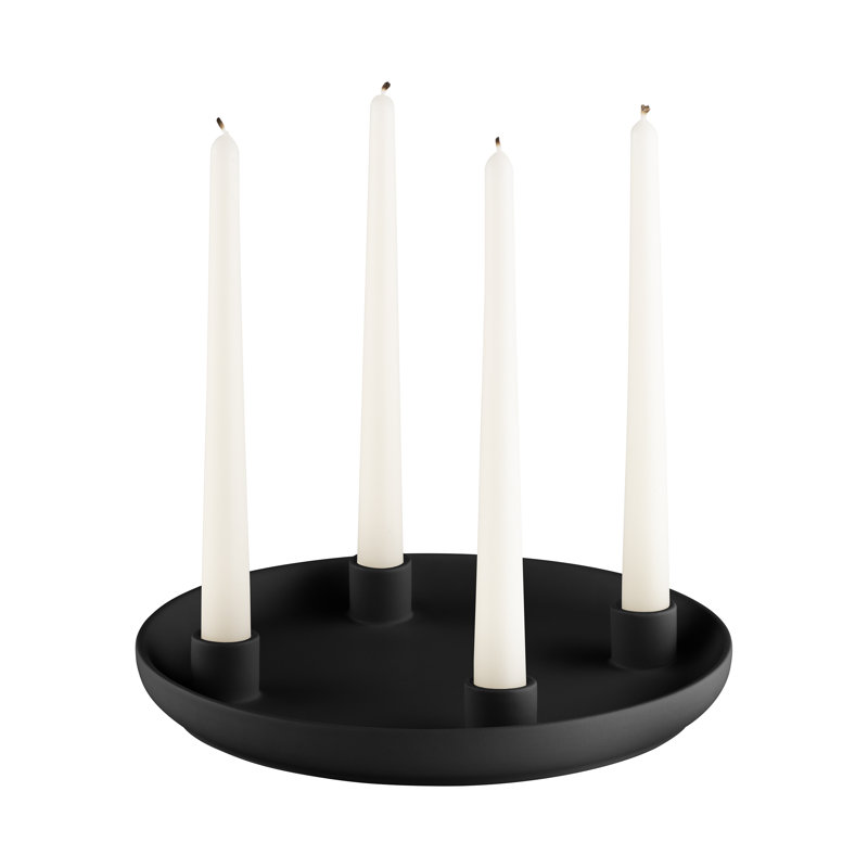 Advent 1.38" Stoneware Tabletop Candelabra, Black