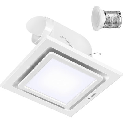 Ventilateur de salle de bain de 165 pi³ / min avec lumière DEL 6500 K, lumière blanche froide