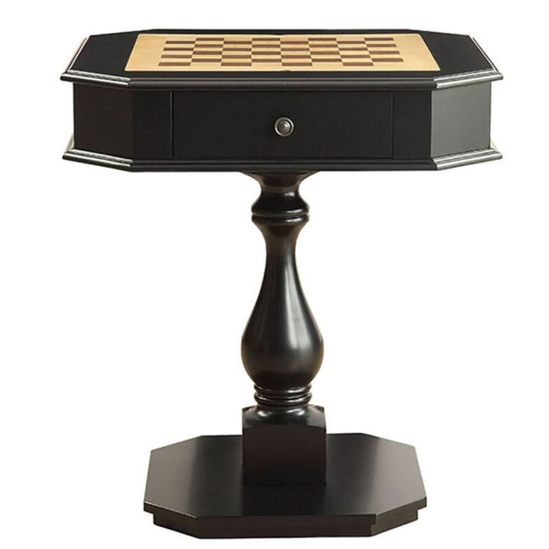 Table de jeu noire avec 2 tiroirs