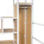 Lit mezzanine simple en métal avec poste de travail intégré, garde-robe, escalier de rangement et DEL, blanc-544583830