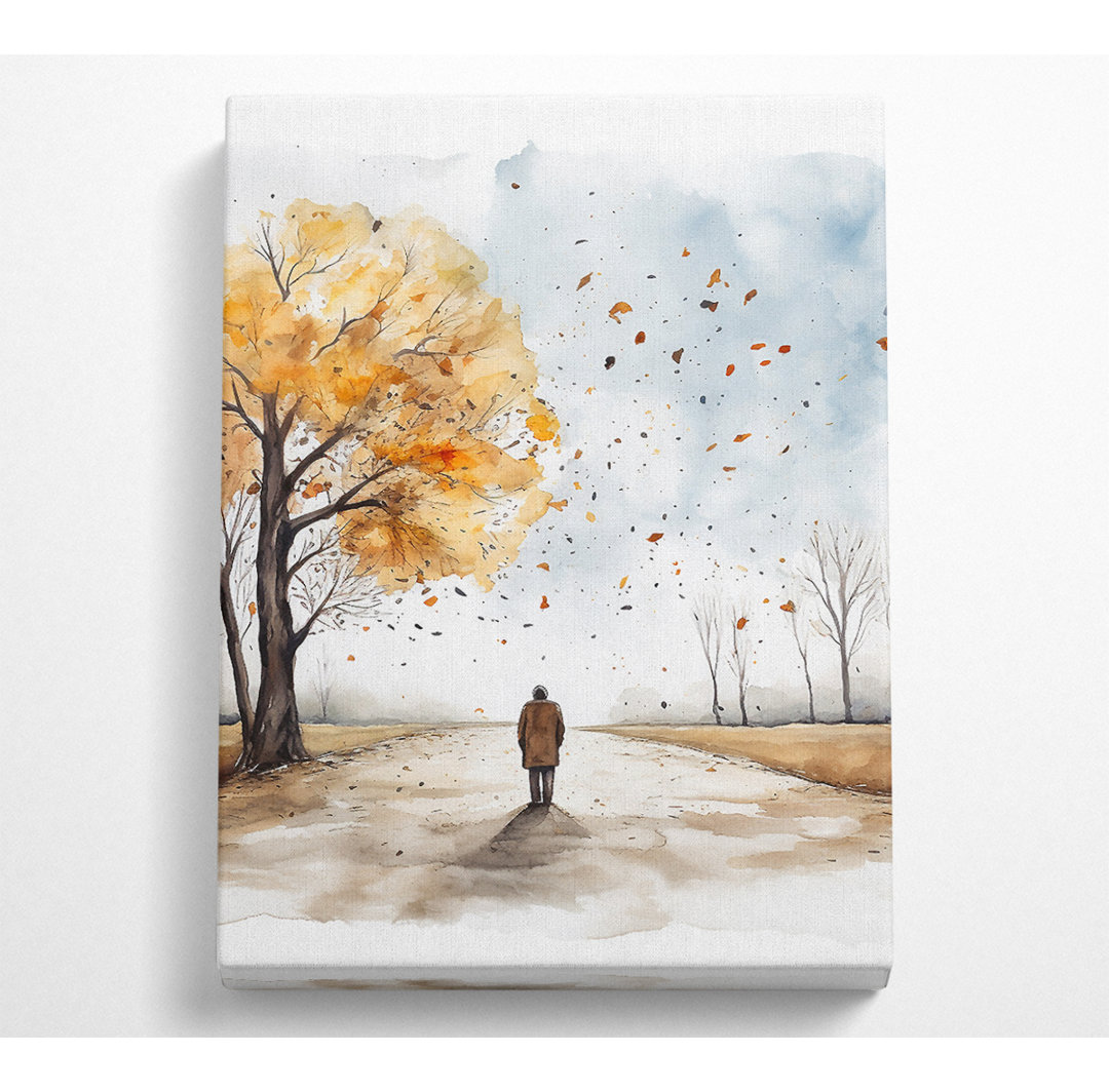 Herbstspaziergang Aquarell - Druck