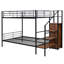 Lit superposé en fer noir avec rangement latéral et armoire à vêtements - choix d'économie d'espace, structure de construction, configuration latérale sécuritaire de la tablette et du support, option de literie-1273542572-1273542569