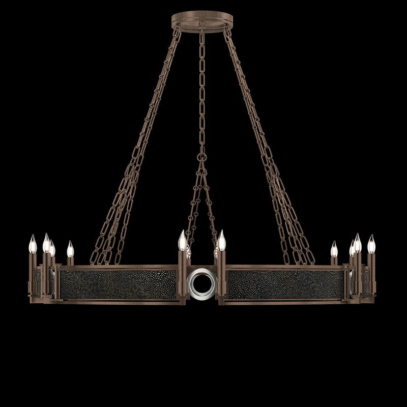 Lustre rond l 49,75 po Mirage, Chevalier noir / bronze / nickel