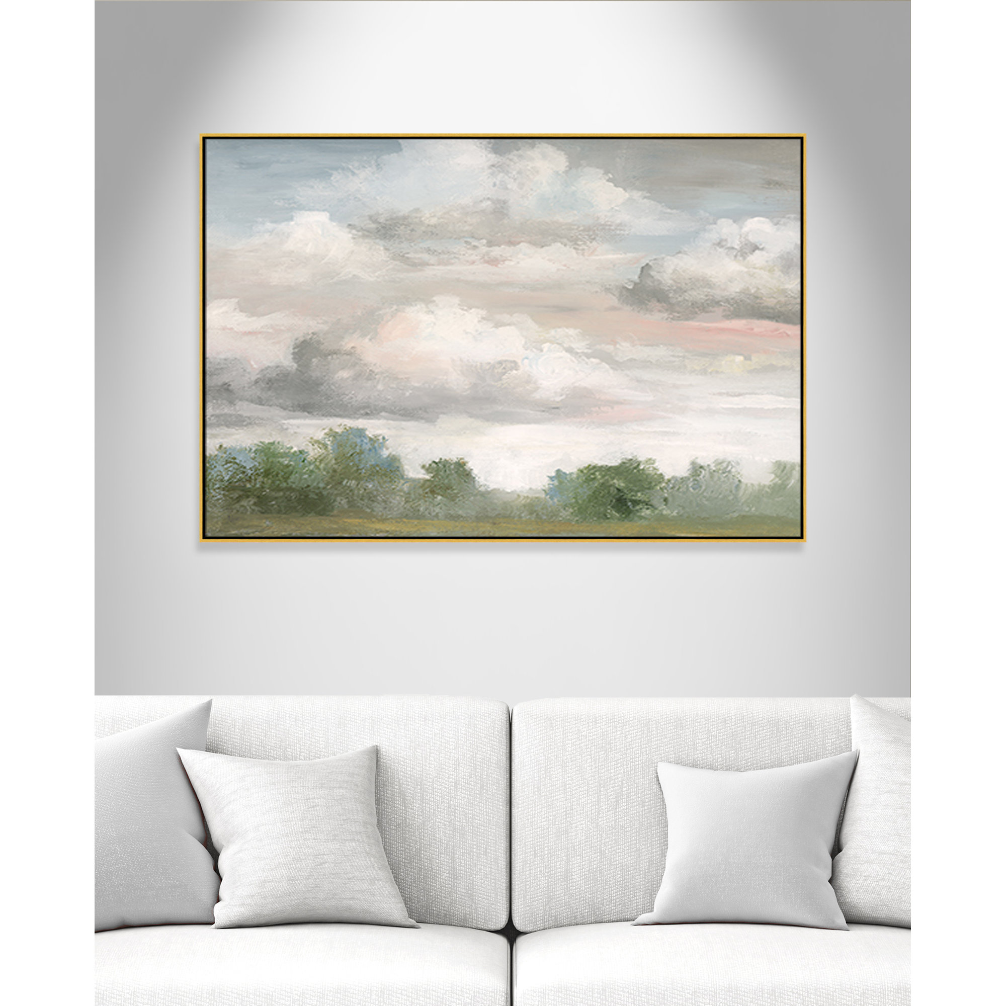 Pastel Morning Sky Framed On Canvas by Nan Print, Gold Framed, 41.5" H x 61.5" W x 2" D