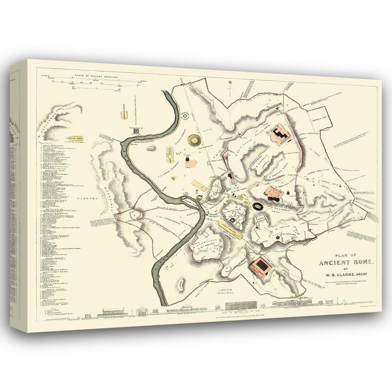 Art sur toile tendue Lark Manor ™ Clarke, titré: Rome antique Italie - Clarke 1830 ITRO0001, H 36 po x l 45 po