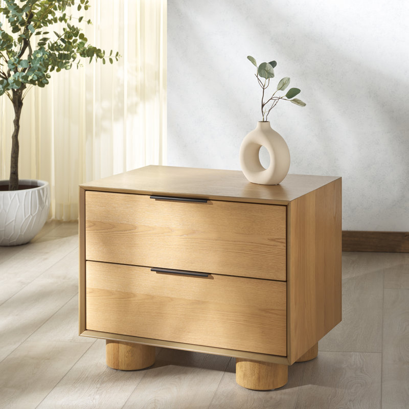 Addyson Wood 2 Drawer Nightstand, Natural