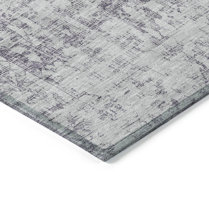 Plum Synthetic Rectangular Washable Indoor/Outdoor Rug