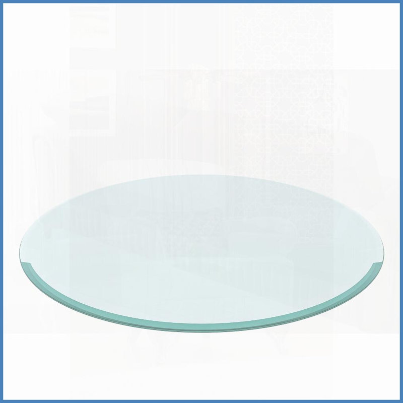 32'' Round Tempered Glass Coffee Table Top - 2/5'' Thick, Safe Beveled Edge, Easy-Clean for Living Room, Clear