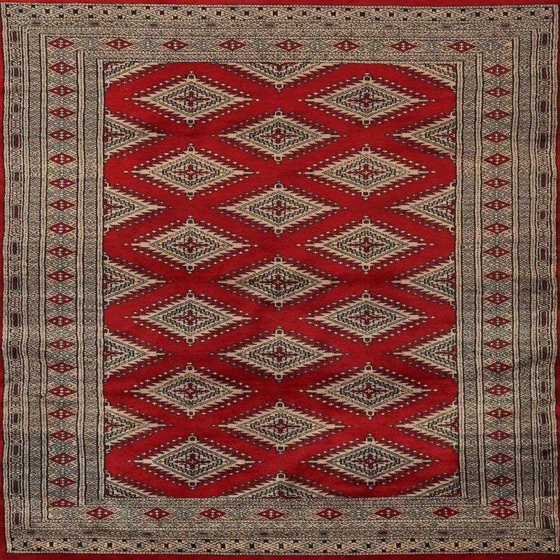 Tapis oriental rouge / brun, Carré 7 pi