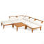 Ensemble de canapé de patio 6 pièces, ensemble de conversation modulaire d'extérieur en bois d'acacia, ensemble de conversation en forme de L, lit de jour convertible avec table à thé, repose-pieds, 5 coussins et coussins