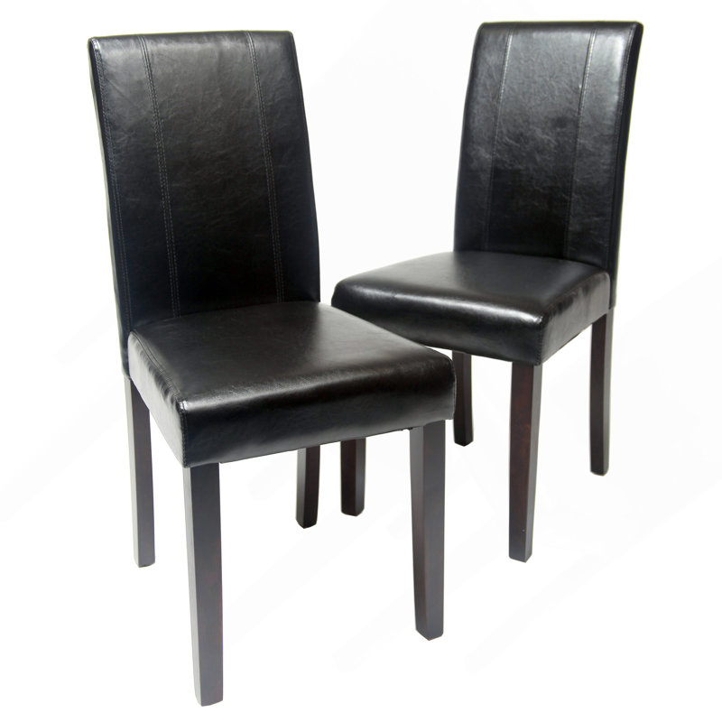 Chaise Parson rembourrée en similicuir de style urbain Urban, ensemble de 2, Noir