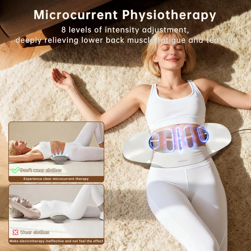 Masseur dorsal Smart Air Traction with Heat & Pulse - Dispositif de décompression lombaire sans cordon pour soulager la rigidité de la sciatalgie - Masseur lombaire avec réglages réglables