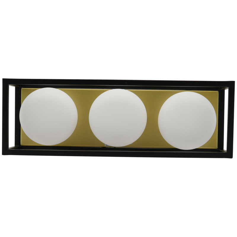 3 lumières, ampoules G9, finition laiton, applique murale rectangulaire