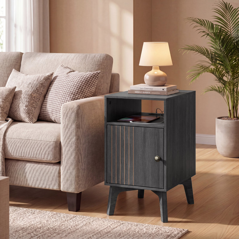 Table de bout avec station de charge, Gris foncé
