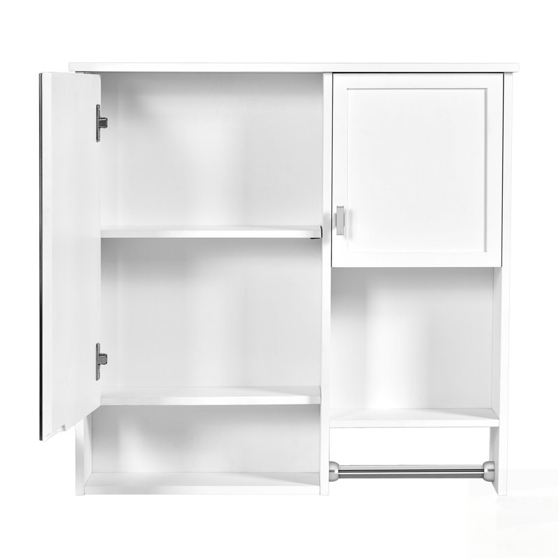 Modern Wall Mounted Bathroom Medicine Cabinet With Mirror And Towel Bar, Perfect For Space-Saving And Organized Storage