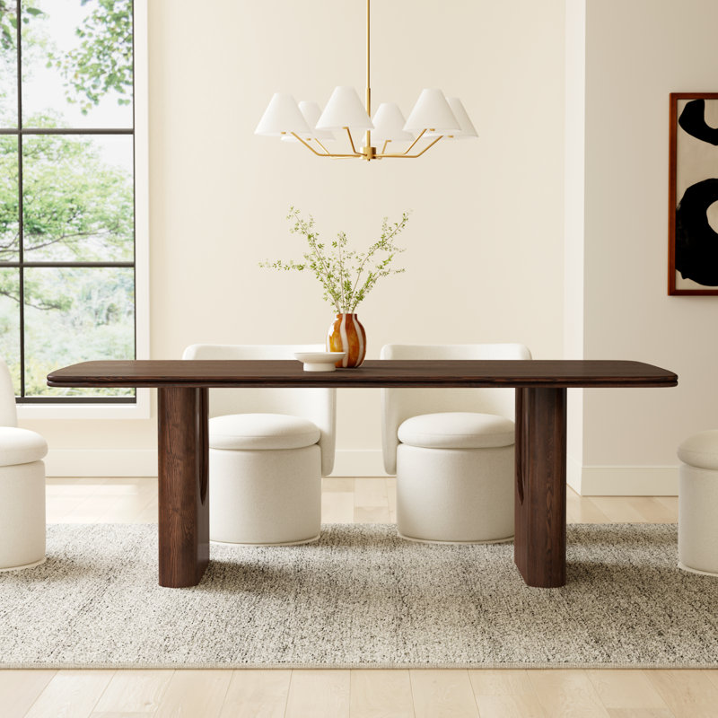 Campbell Layered 86" Dining Table, Mud Brown