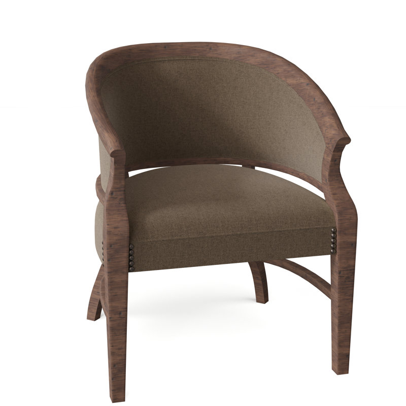 Fauteuil demi-tonneau de 26 po Danbury, 9953 100% polyester étain, Tabac, Bronze vieilli