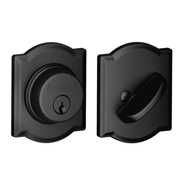 Single Cylinder Deadbolt with Camelot Trim, Matte Black