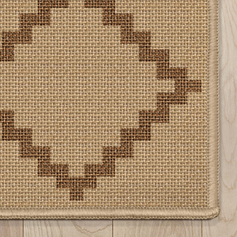 Tapis beige à tissage plat en faux jute Akita, Tapis de couloir 2 pi 3 po x 7 pi 3 po