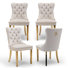Velvet Fabric Upholstered Dining Chairs Set of 4 with Golden Legs,Beige